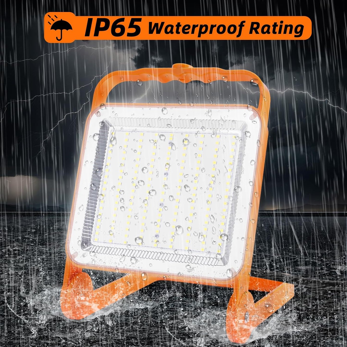 2-Pack 50W Super Bright LED Work Light - 8,000LM (500W Equivalent), IP65 Waterproof, 10ft Heavy Duty Cord, 5000K Daylight, Adjustable Flood Lights for Workshop, Garage, Construction Site