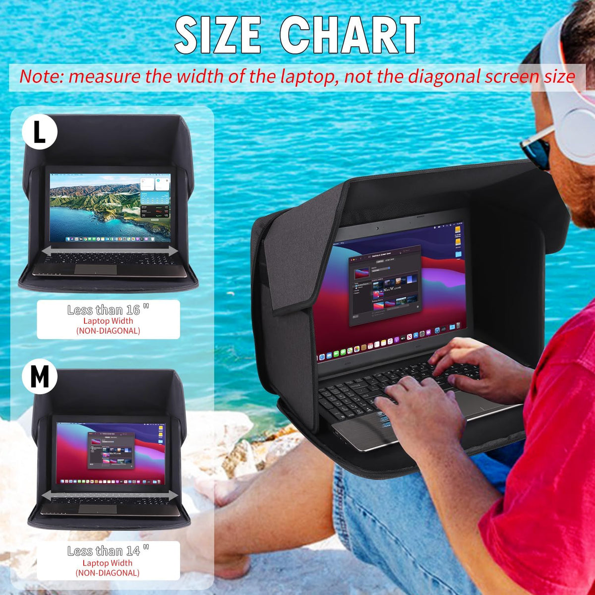 Laptop Sun Shade Laptop Sun Glare Shield Hood Working Outside12-14''