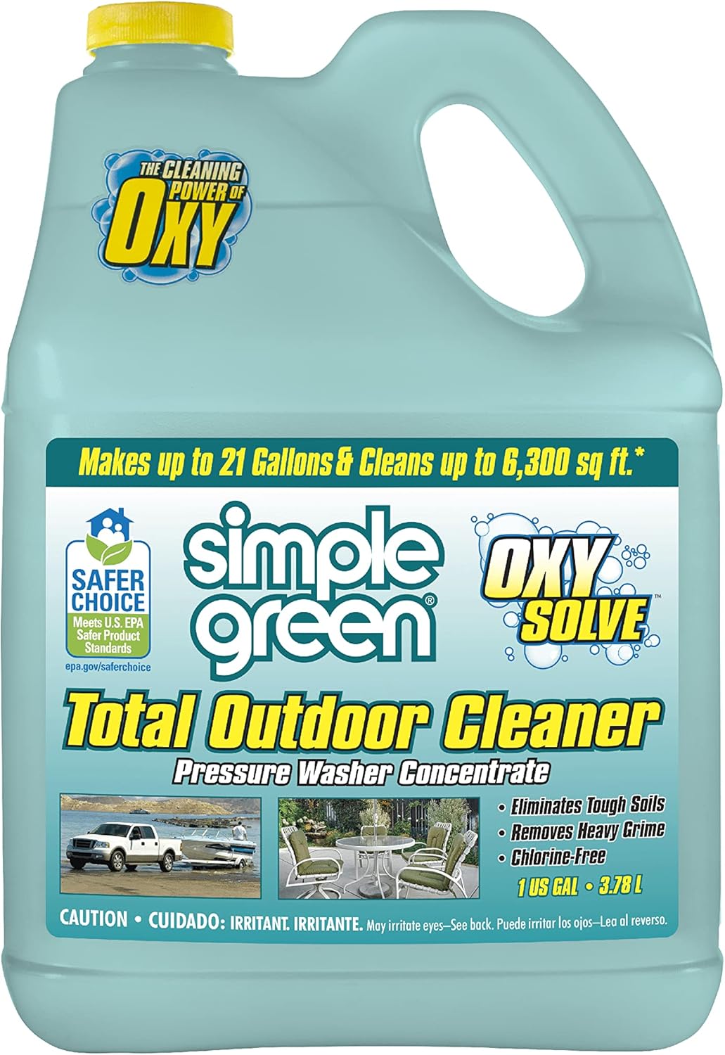 Simple Green Oxy Solve Total Outdoor Cleaner Concentrate, Pressure Washer & Manual Use, EPA Safer Choice Certified, Peroxide Cleaner for Wood, Concrete, Vinyl & More
