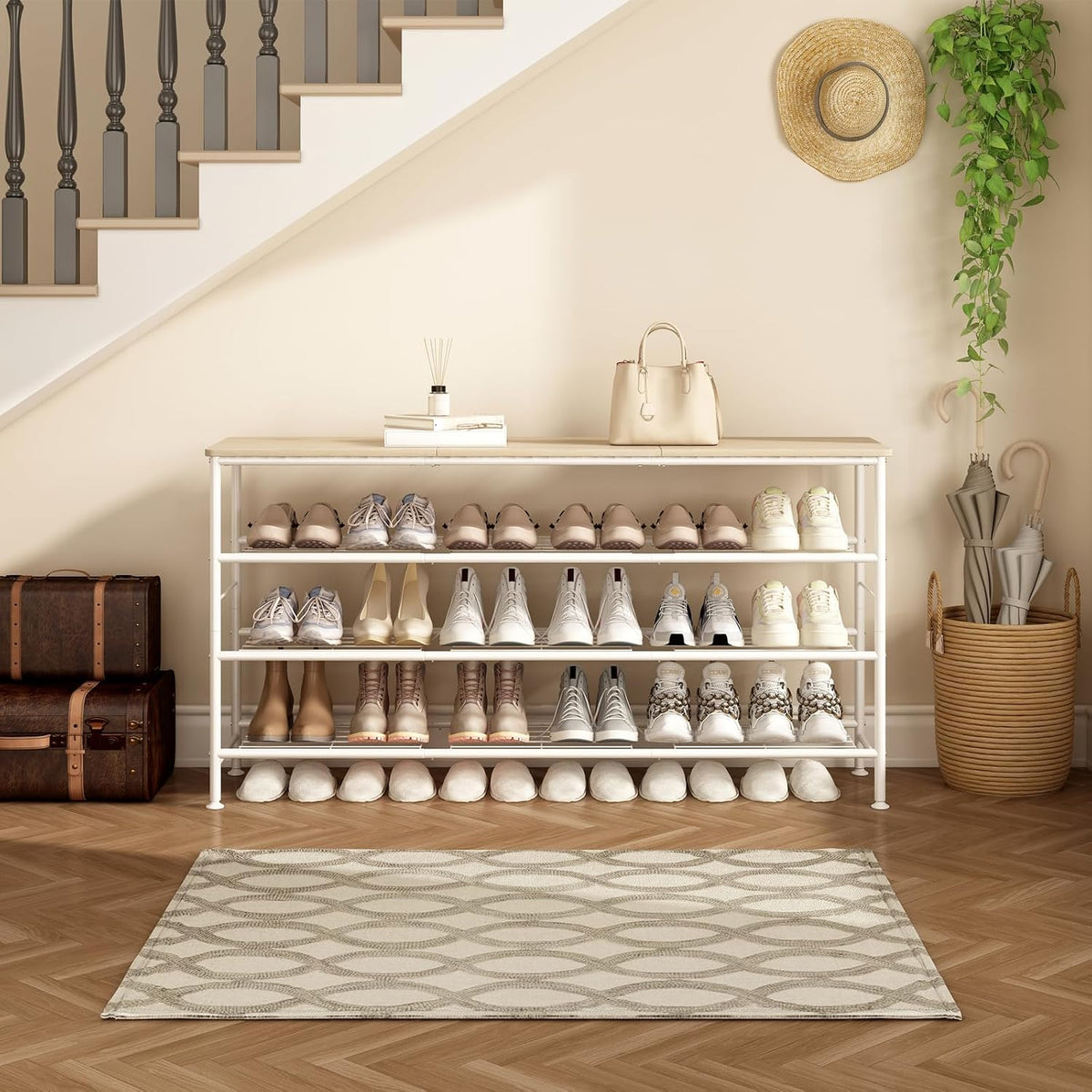 SUOERNUO 4 Tier Shoe Rack Organizer for Closet Shoe Storage for Entryway
