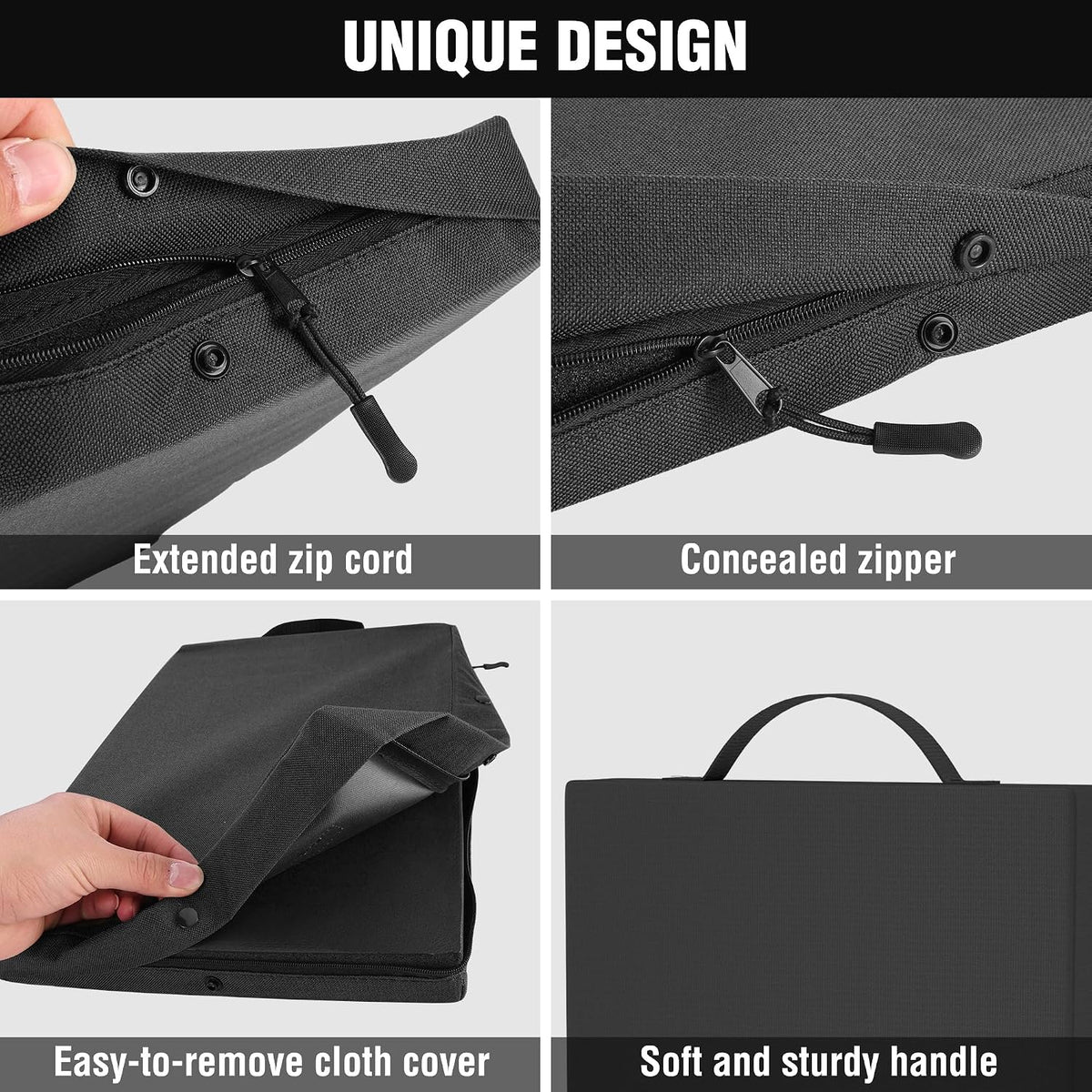 WORKPRO 17" Kneeling Pad with Removable Cover, Black