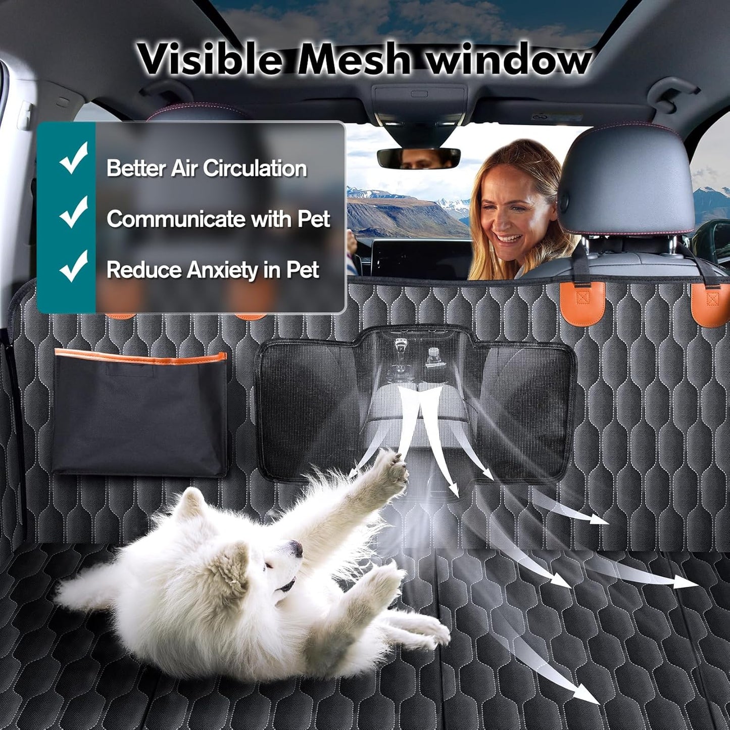 Chumajor Back Seat Extender for Dogs-Supports 400lb,Waterproof Dog Car Seat Cover Hard Bottom-Detachable,600D Heavy Duty Scratch Proof Nonslip Soft,Dog Hammock for Car,SUVs