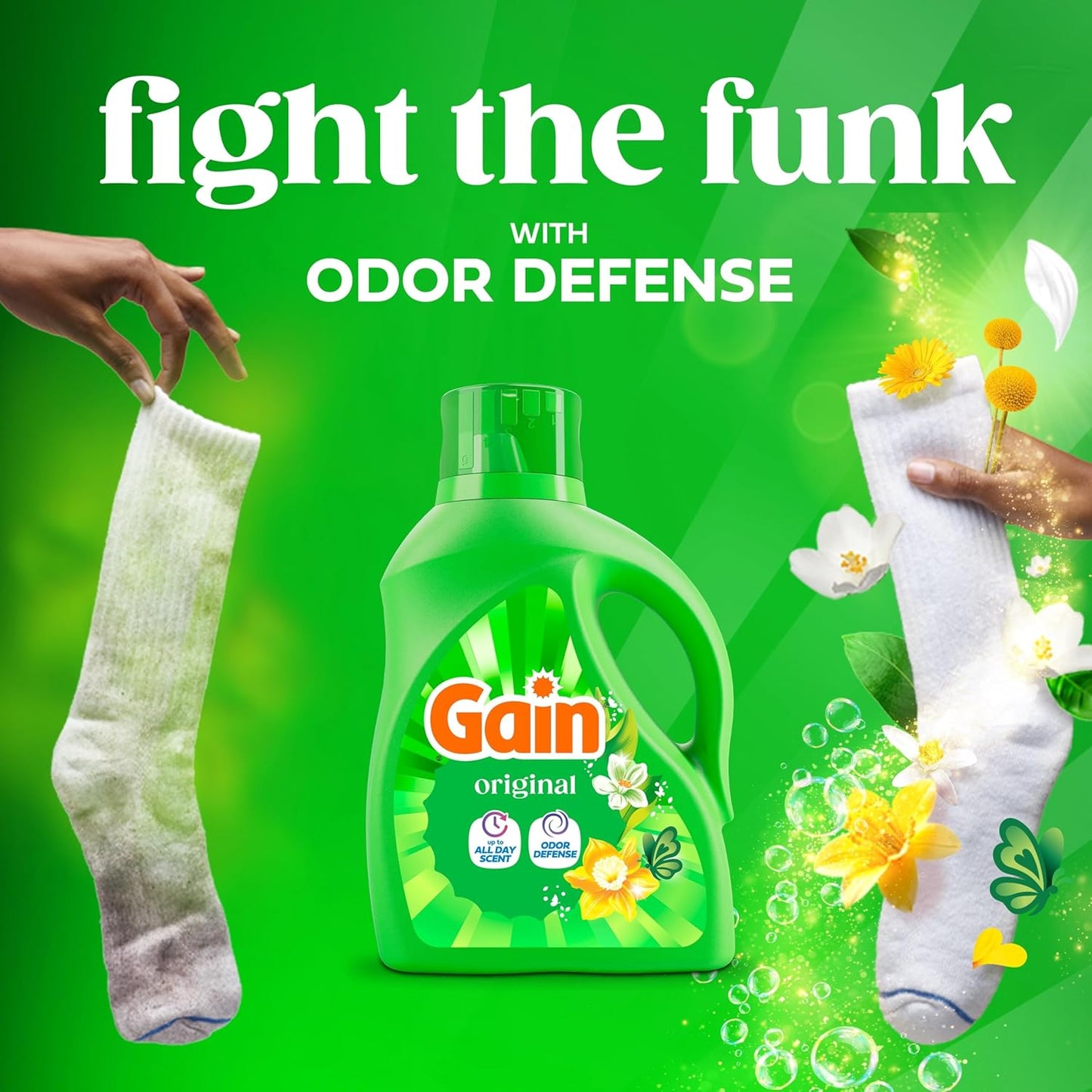 Gain Liquid Laundry Detergent, Freshness, Odor Defense, High Efficiency Washing Machine Liquid Laundry Soap, Original Scent, 132 fl oz, 100 Loads (Packaging May Vary)
