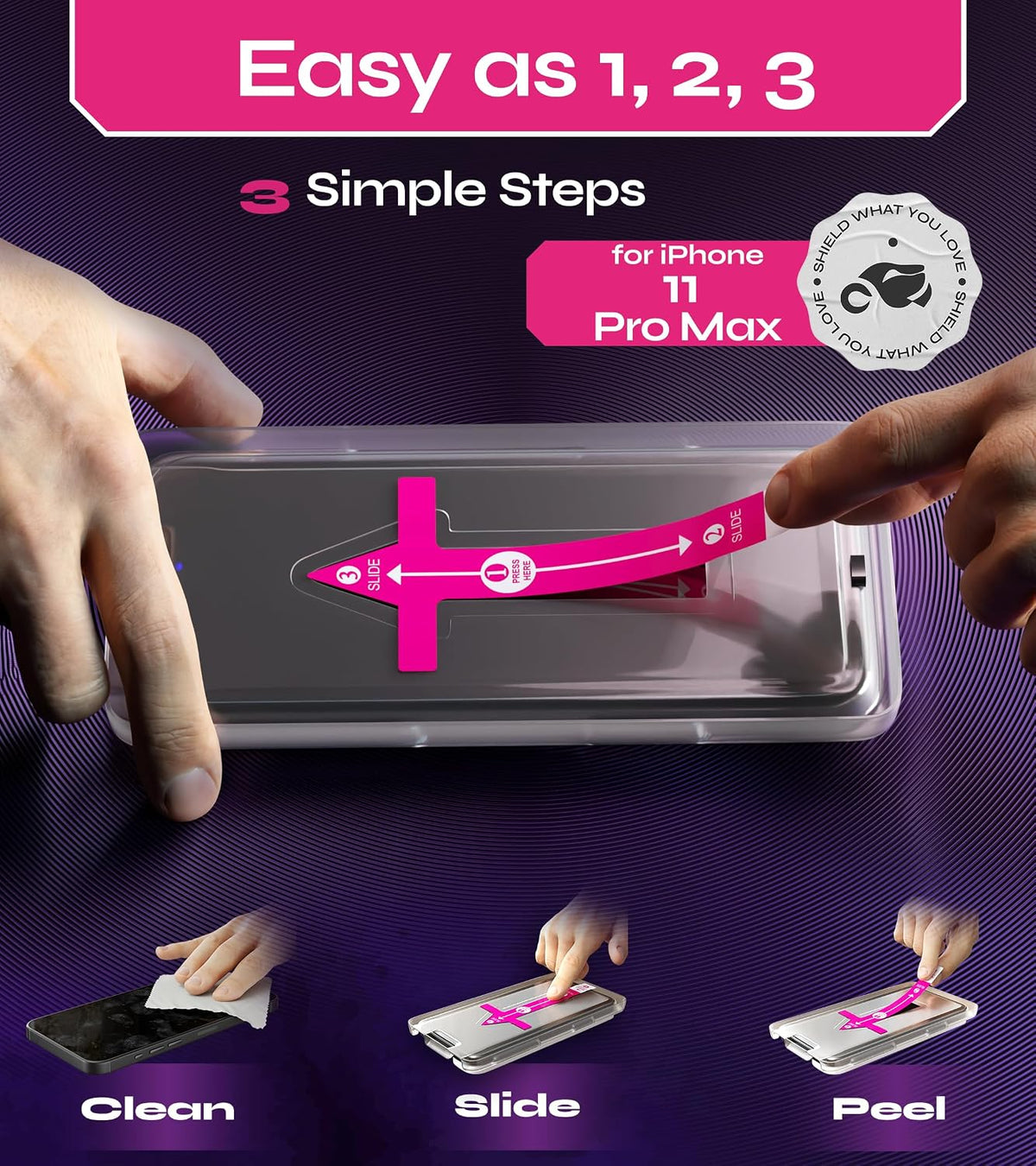 Defenslim Screen Protector for iPhone 11 Pro Max (2Pack), Easy Auto-Align Install Kit, 6.5" Tempered Glass, 9H Hardness, Ultra HD Clear, Case Friendly, EasyShield