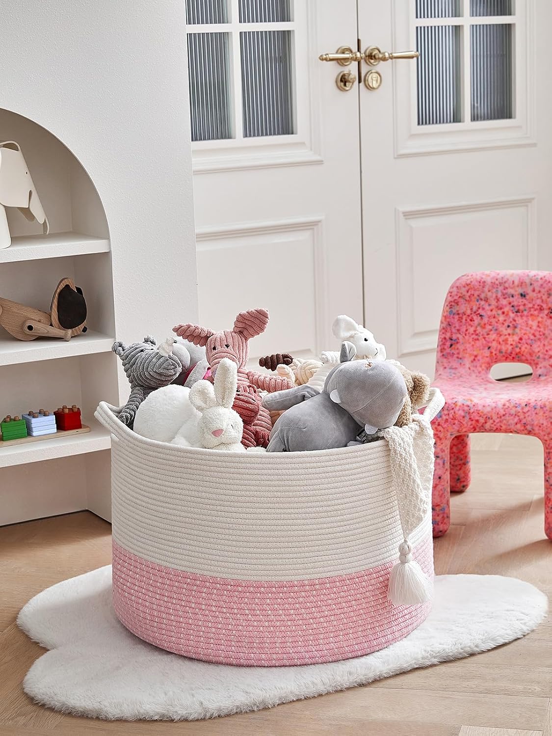 R RUNKA Extra Large Cotton Rope Basket 22" x 14"| Toy Basket