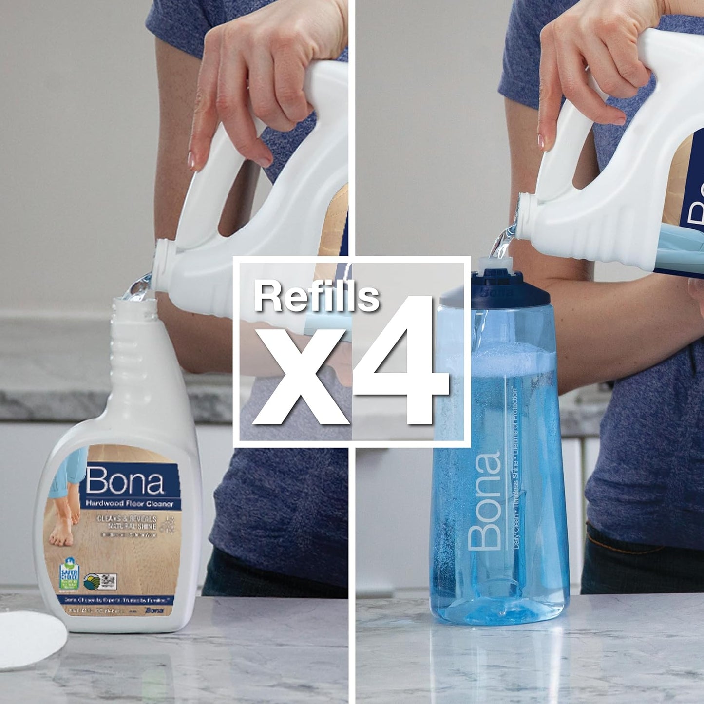 Bona Hardwood Floor Cleaner Refill - 128 fl oz - Unscented - Refill for Bona Spray Mops and Spray Bottles - Residue-Free Floor Cleaning Solution for Wood Floors