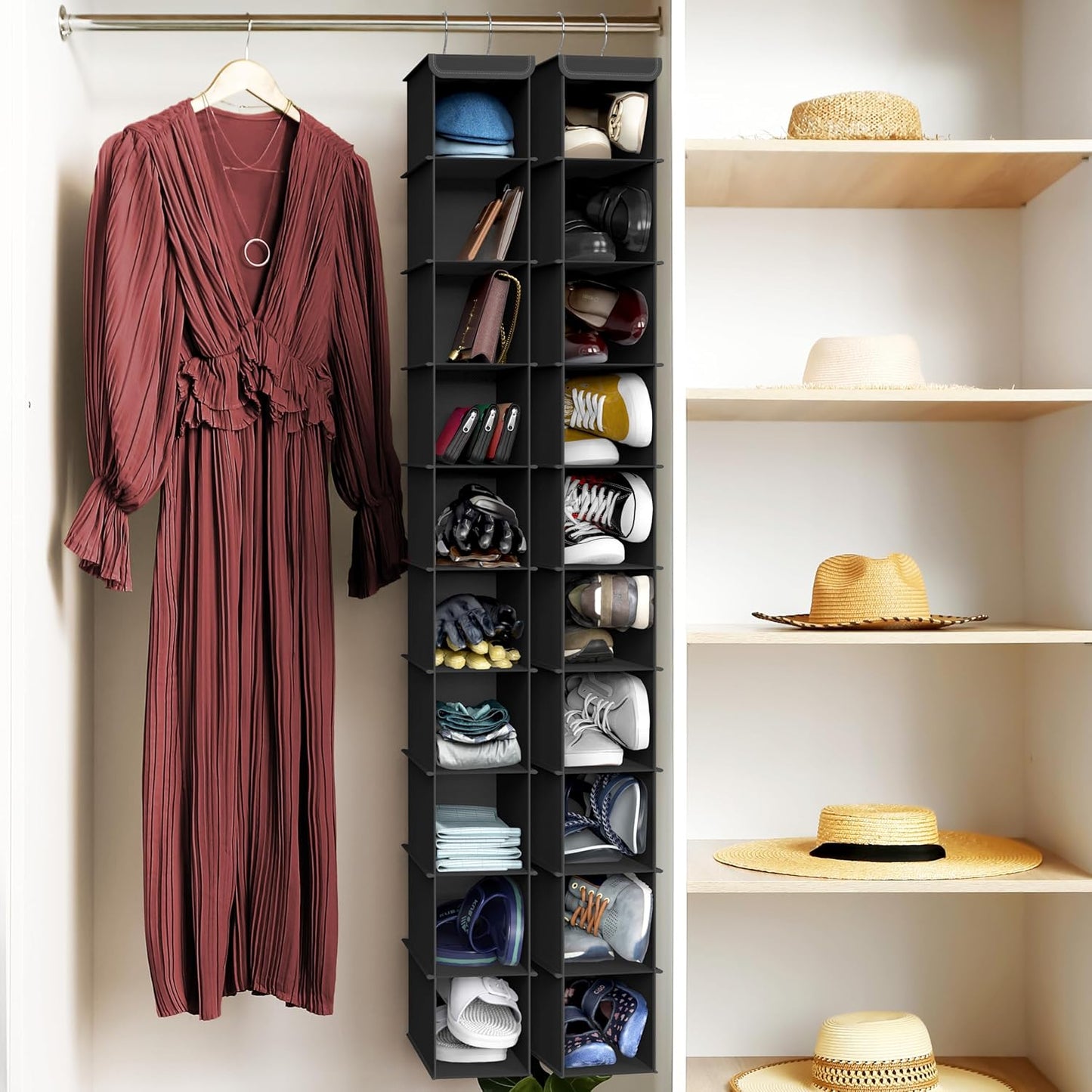 Simple Houseware 10 Shelves Closet Hanging Shoe Organizer, Black
