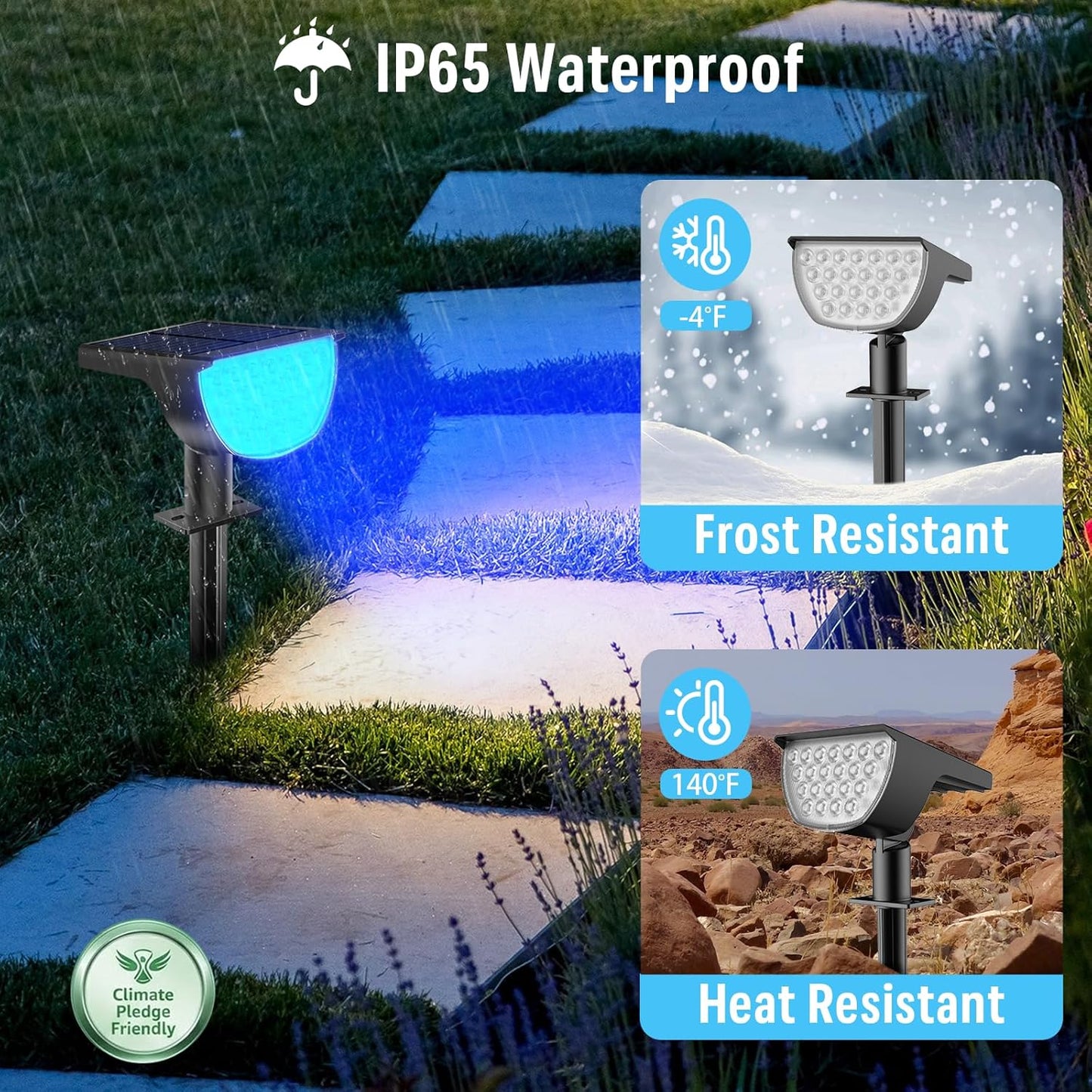 GKGG Solar Multicolor Lights Waterproof IP65, 8 Lighting Modes Solar Spot Lights Outdoor Yard Garden Landscape Pathway Decorations (Multicolor, 4 Pack)