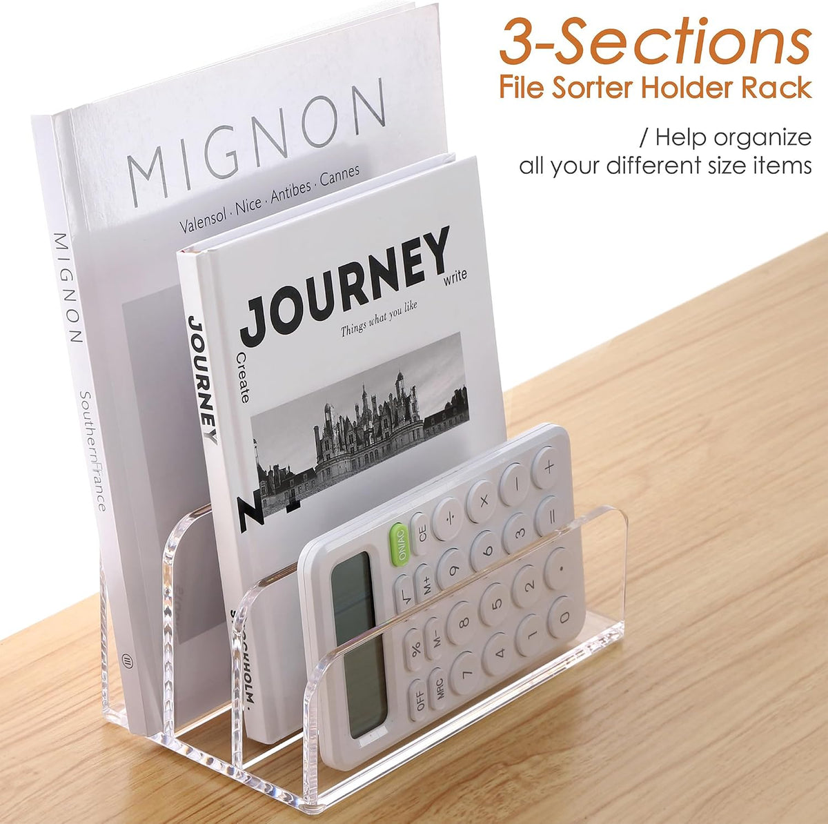 SANRUI Clear Acrylic Mail Organizer for Desk, Mail Holder 3-Slot