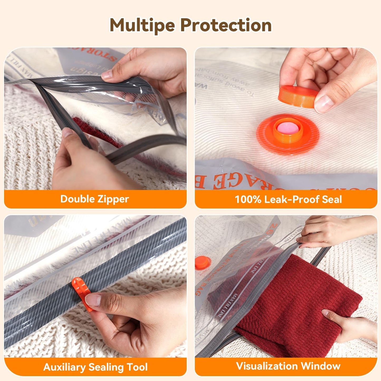 Vacuum Storage Bags for Travel with Rechargeable Air Pump, 12 Pack Space Saver Bags for Clothing, Luggage & Suitcase Compression, Efficient & Portable Storage Solution for Travel Essentials
