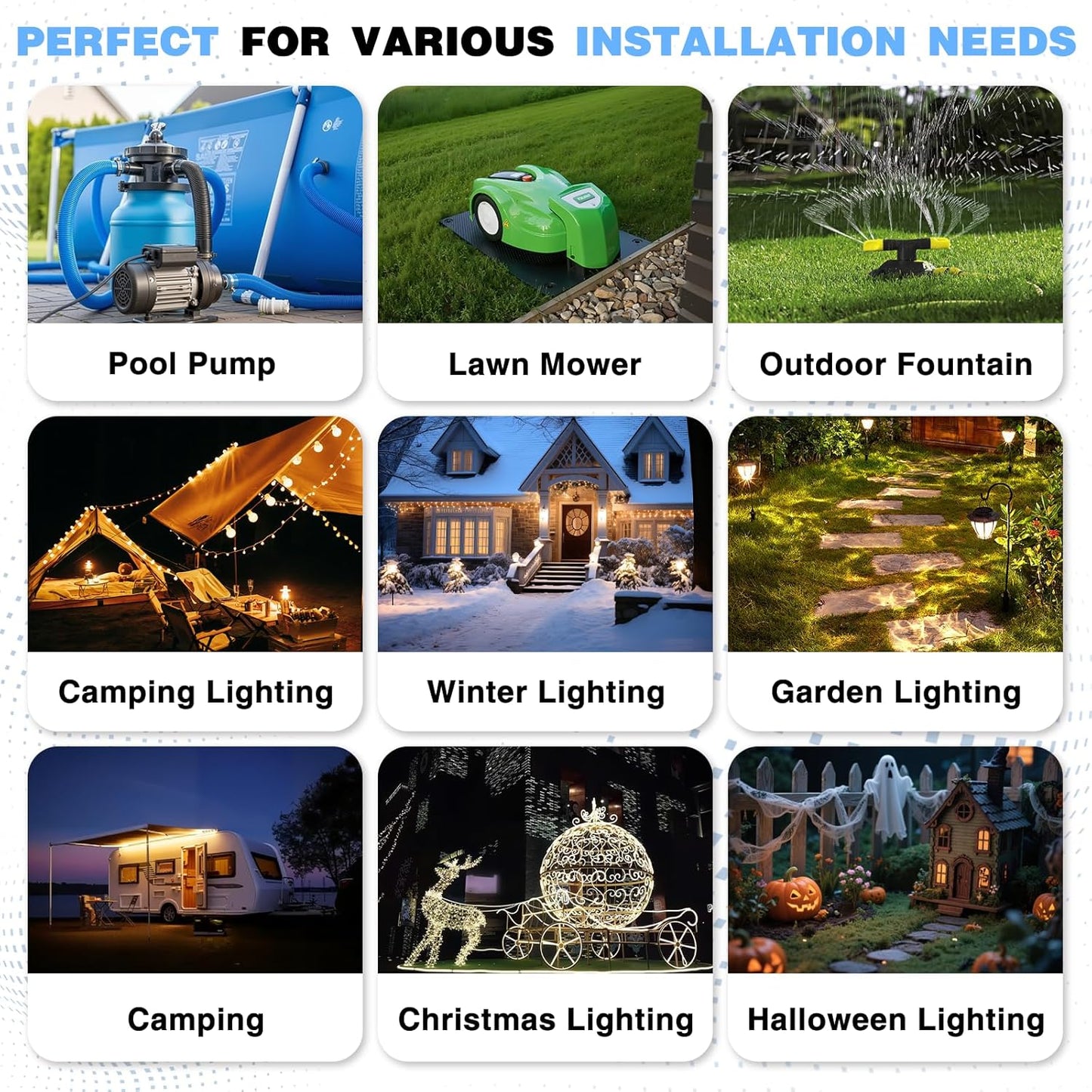 Flemoon Large Outdoor Electrical Box, Waterproof Extension Cord Cover | Inner Size 12 x 7.4 x 3.9 Inch, 6 Cable Entry Ports, IP54 Weatherproof Connection Box for Outlet, Timer, Holiday Light, White