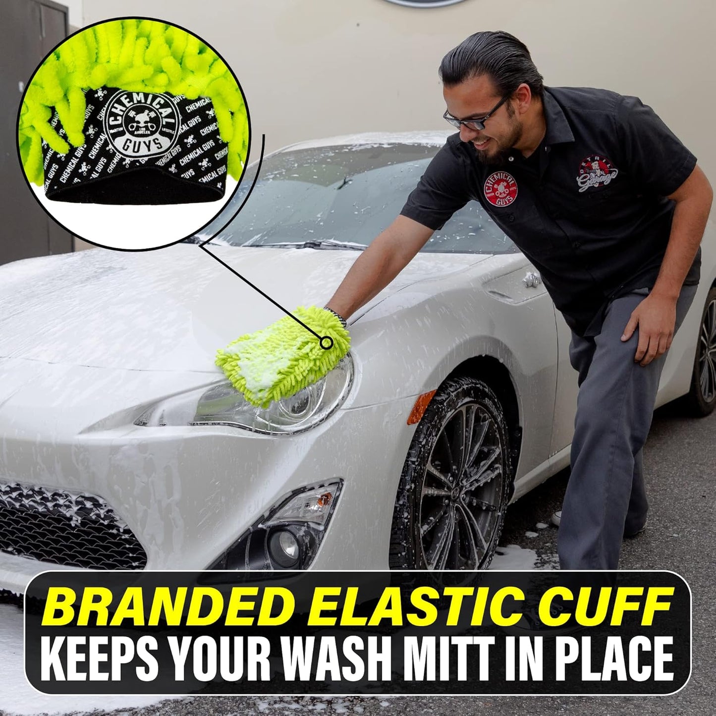 Chemical Guys Chenille Premium Scratch-Free Microfiber Wash Mitt for Car Washing - 2 Pack, Lime Green, Ultra-Soft Car Wash Gloves, Swirl-Free Finish, Safe for Trucks, SUVs, Motorcycles, and More