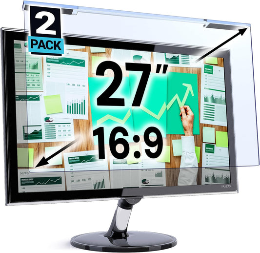 VINTEZ Blue Light Screen Protector for 27 Inch Computer Monitor and Laptop – Anti-UV Blue Light Blocking Film for Desktop PC, Eye Protection Filter, 24" x 14", 2 Pack