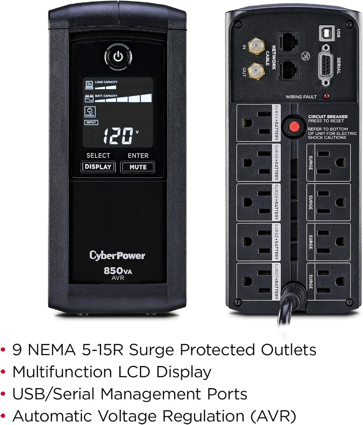 CyberPower CP850AVRLCD Intelligent LCD UPS Battery Backup