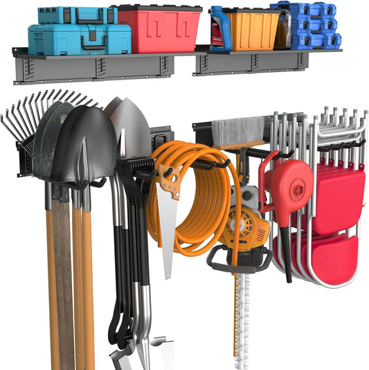 WALMANN Wall Mounted Garden Tool Rack, Folding Chair Hangers
