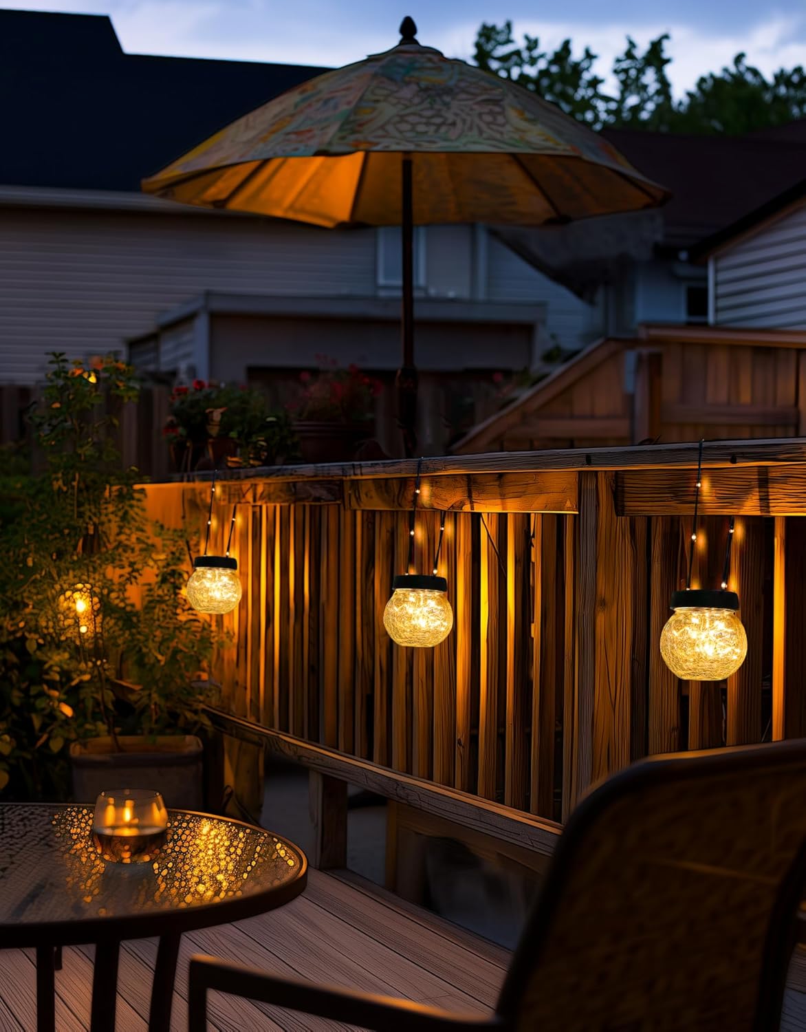 PARTPHONER Solar Lights Outdoor Waterproof 12-Pack, Solar Powered Hanging Lantern Cracked Glass Hanging Globes for Yard Decor Christmas Decoration, Shepherd Hook, Garden Tree Ornaments, Warm White
