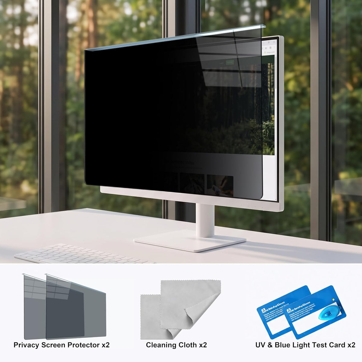 2 Pack 27 Inch Privacy Screen for Monitor, Hanging Anti Spy Screen Filter for 26 to 27 Inch 16:9 Widescreen Monitor, Removable Blue Light Reduction Protector for Office