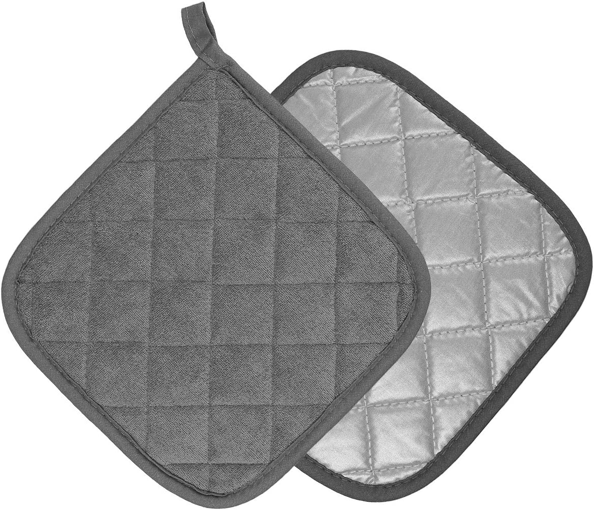 Pot Holders Cotton Made Machine Washable Heat Resistant Potholder, Pot Holder, Hot Pads, Trivet for Cooking and Baking (5, Dark Grey)
