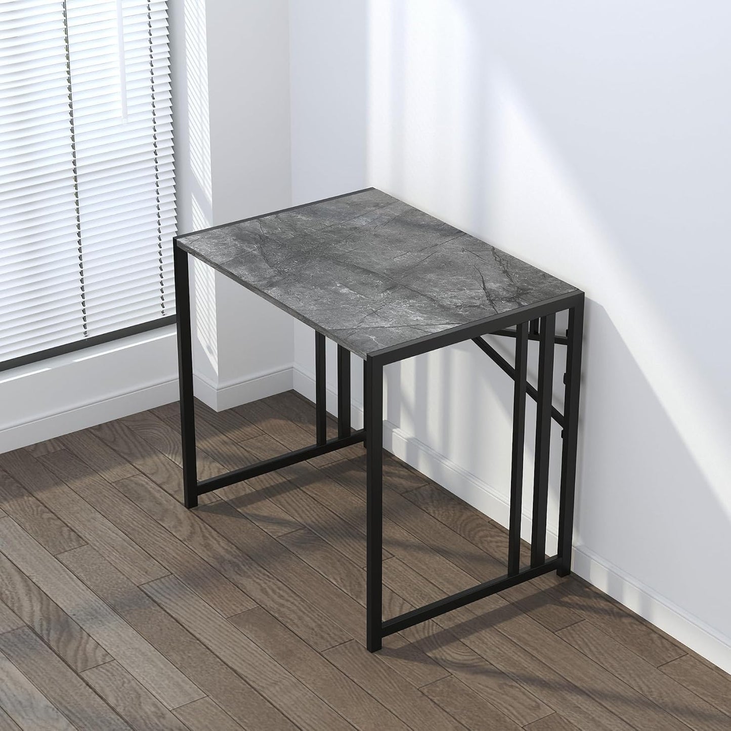 Lutown-Teen Small Folding Computer Desk 32 inch, Writing Gaming Computer Desk for Small Spaces, No Assembly Required Office Desk, Grey