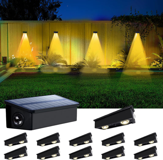 12 Pack Solar Fence Lights Outdoor, Warm White Waterproof Spot Lights