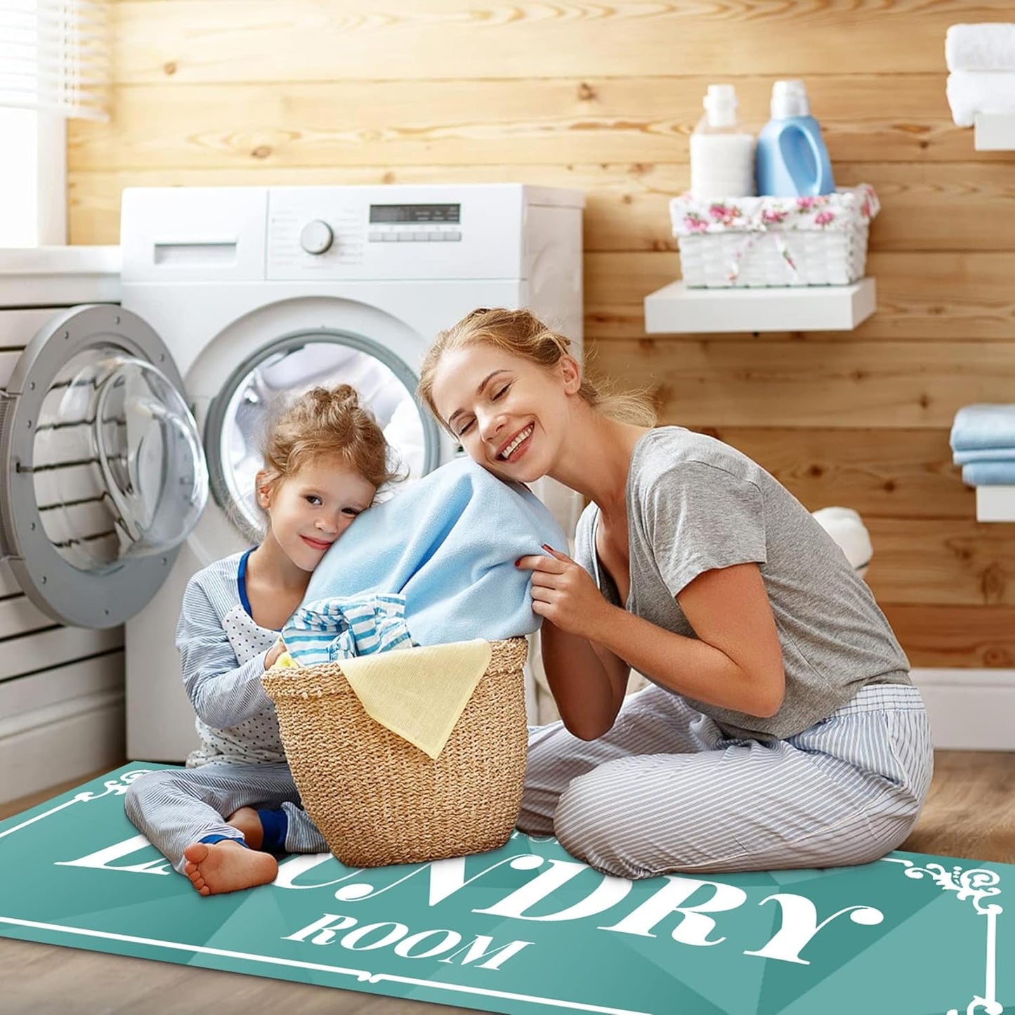 Laundry Room Rug: 17"X47" Non-Slip Washable Runner Rug, Rolled-up – NO Creases, Laundry Room Decor and Accessories, Text Design Laundry Mat - Area Rug for Farmhouse Kitchen Living Room Hallway