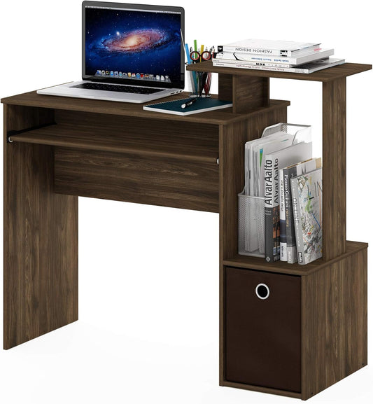 Furinno Econ Multipurpose Home Office Computer Writing Desk, Columbia Walnut/Dark Brown, 15.8"D x 39.4"W x 34.09"H