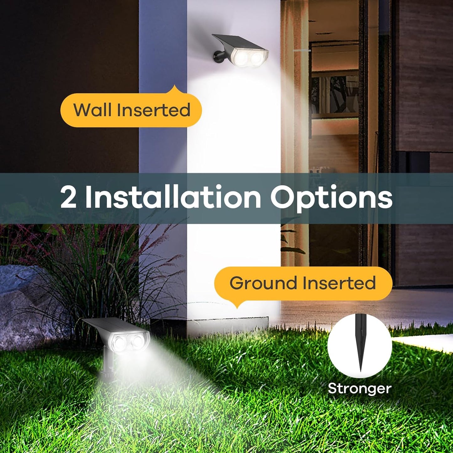 Linkind Solar Lights Outdoor Waterproof IP65, StarRay Dusk-to-Dawn Outdoor Solar Lights, 3 Lighting Modes Solar Spot Lights Outdoor for Garden, Yard, Landscape (Daylight, 4 Pack)