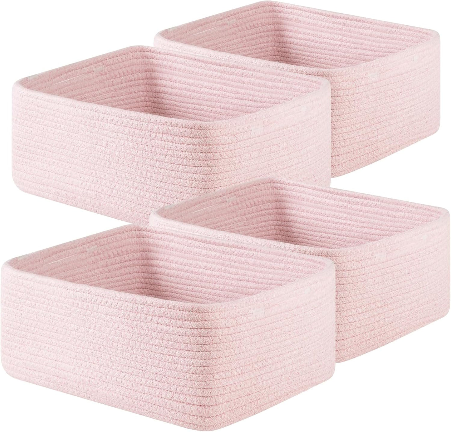 OIAHOMY 4 Pack 14.17 * 11.02 * 6.3IN Storage Baskets for Organizing Shelves, Woven Rope Baskets for Organizing Books, Clothes, Decorative Basket for Living Room, Nursery, Bedroom, Gift Basket, Brown