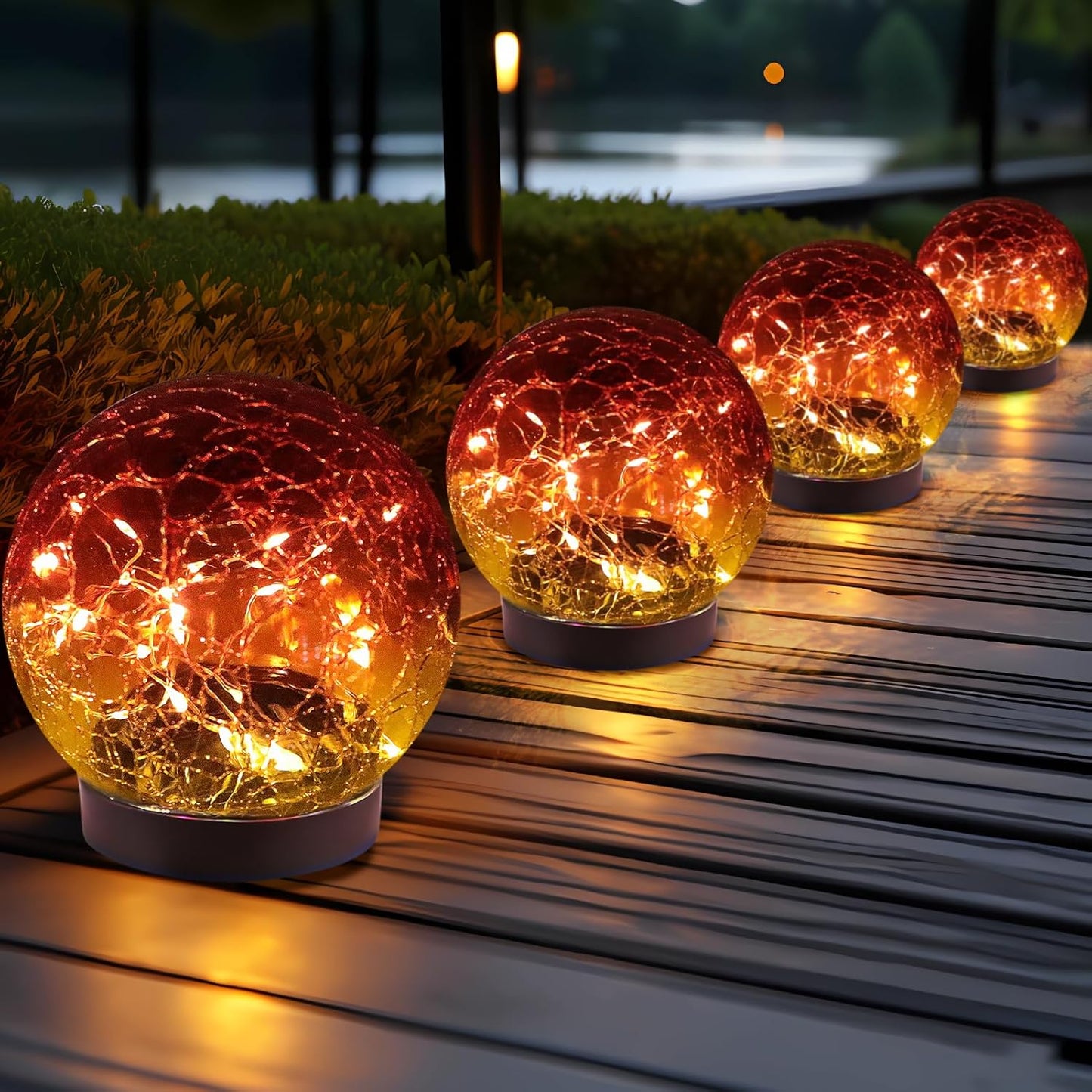JKIMK Solar Globe Lights Outdoor Waterproof-Solar Balls Garden-Cracked Glass Ball Solar Lights Outdoor-Solar Orbs Outside-Outdoor Decorations Patio & Yard Lawn Backyard Decor (GUO-XBQ-5-5-5)