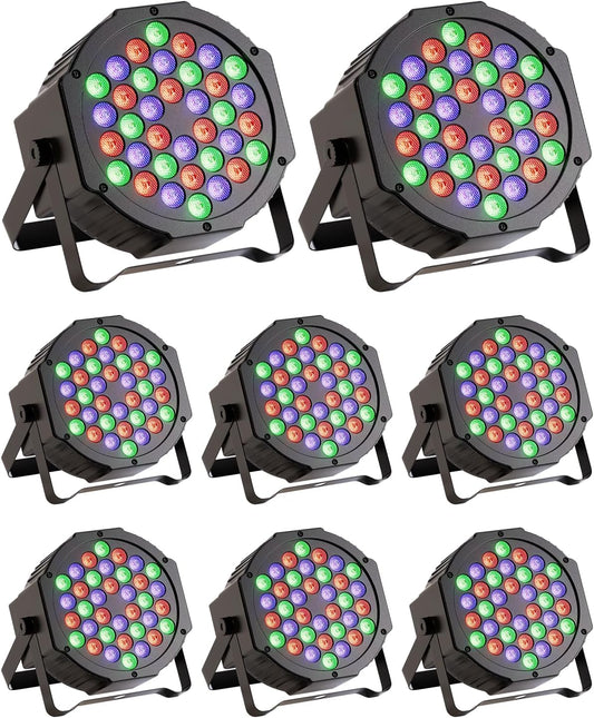 8-Pack JAJALUYA LED Par Lights 36 LED Stage Lights 7 Modes RGB DJ Lights with Sound Activated Remote and DMX Control DJ Uplighting for Birthday Party Events Wedding Christmas Stage Lighting