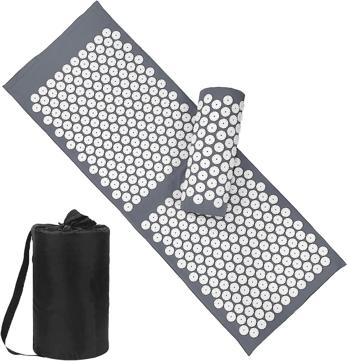 XiaoMaGe 47" Acupressure Mat and Pillow Set with Carry Bag (Gray)