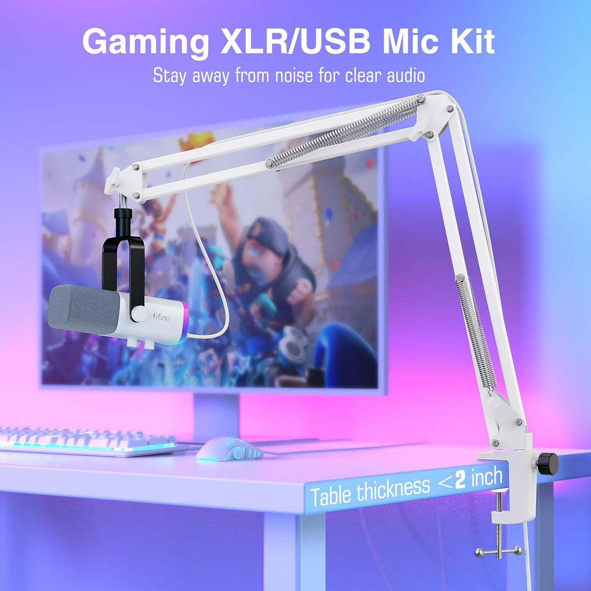 FIFINE AmpliGame AM8TW Gaming XLR/USB Microphone Kit Streaming Dynamic Mic