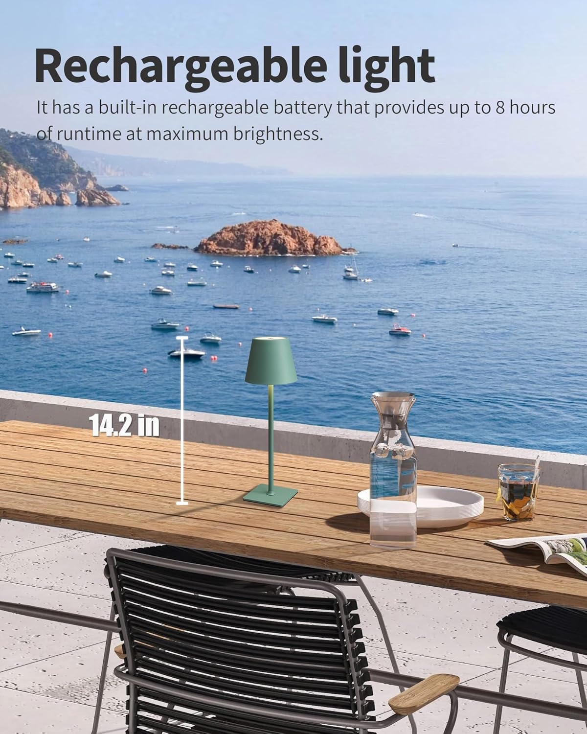 KDG 2 Pack Cordless Table Lamp,Portable LED Desk Lamp, 4000mAh Battery Operated, 3 Color Stepless Dimming Up, for Restaurant/Bedroom/Bars/Outdoor Party/Camping/Coffee Shop Night Light(Green)