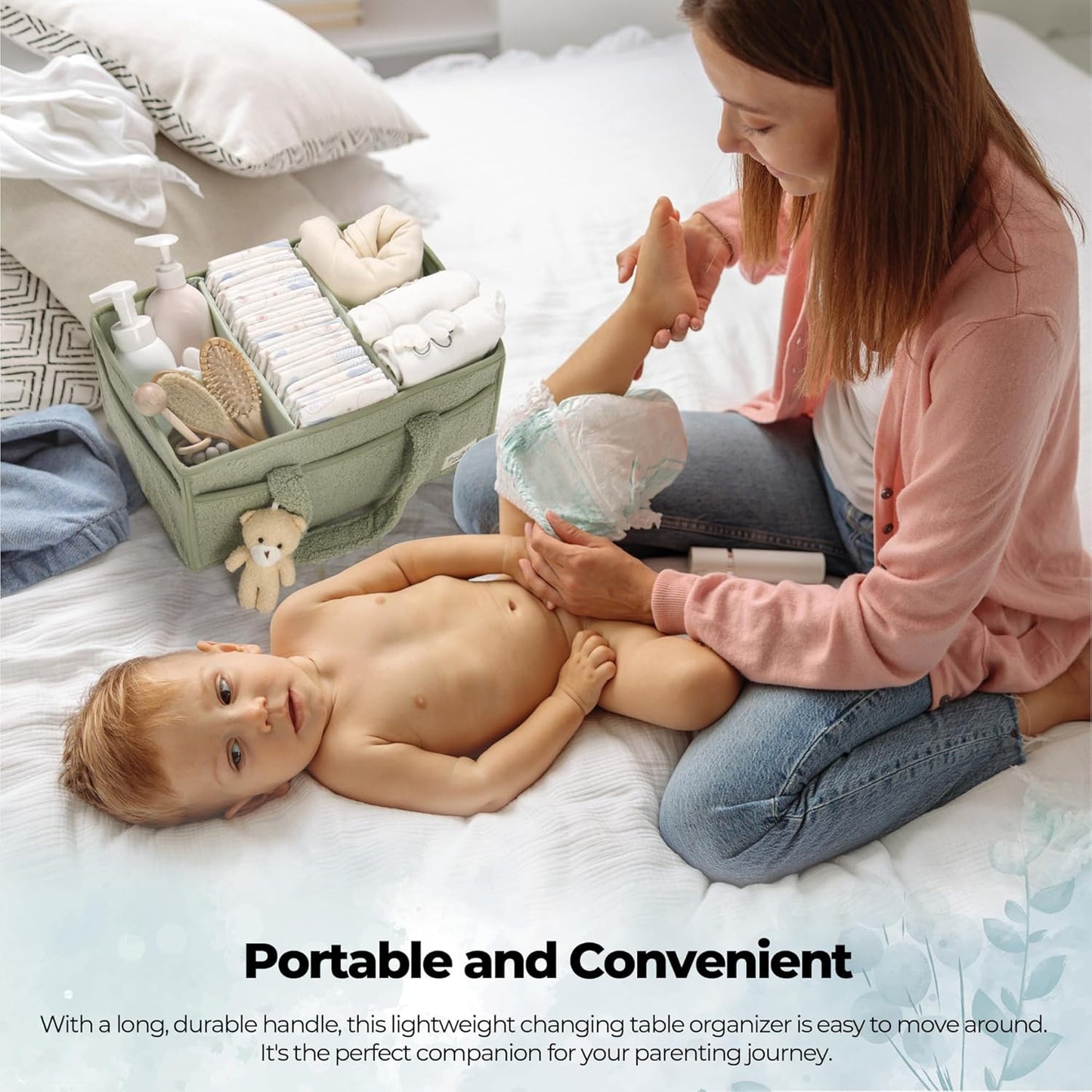PeraBella Diaper Caddy Organizer for Changing Table, Storage Basket for Wipes, Gift for Baby Shower, Car Organizer, Nursery Organizer, Portable Storage