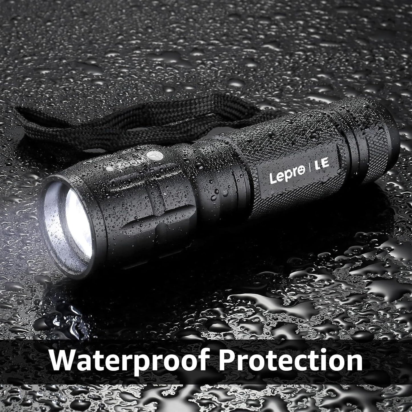 Lighting EVER LED Flashlights High Lumens, Small Flashlight, Waterproof, Adjustable Focus Flash Light for Outdoor, Emergency, Camping, AAA Batteries Included, 2 Pack