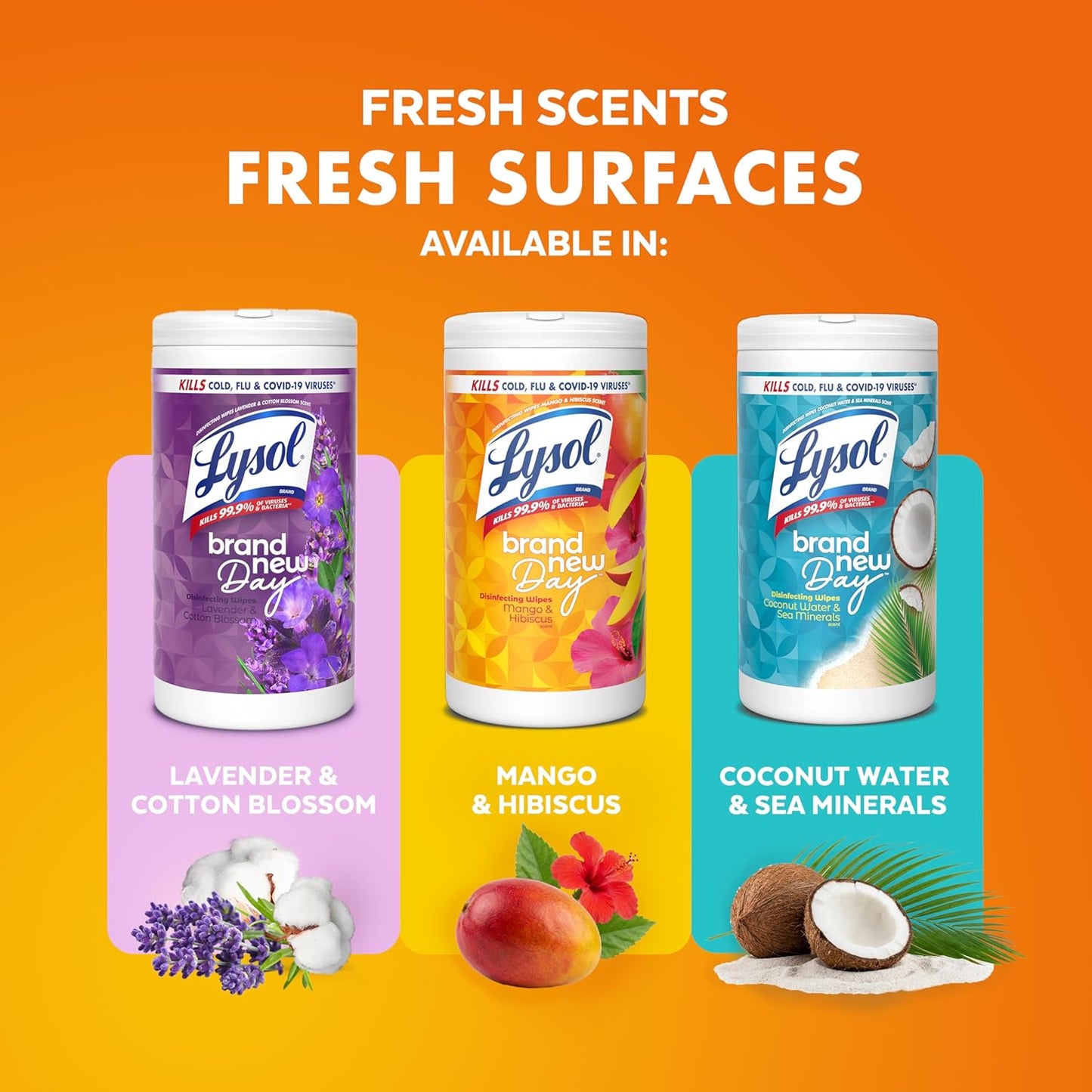 Lysol Disinfecting Wipes Bundle, Home Apartment Dorm Room Essentials and Cleaning Supplies, All Purpose Cleaner, Multi-surface Cleaning & Sanitizing Wipes, Lavender & Mango Scents, 80 Count (4pk)