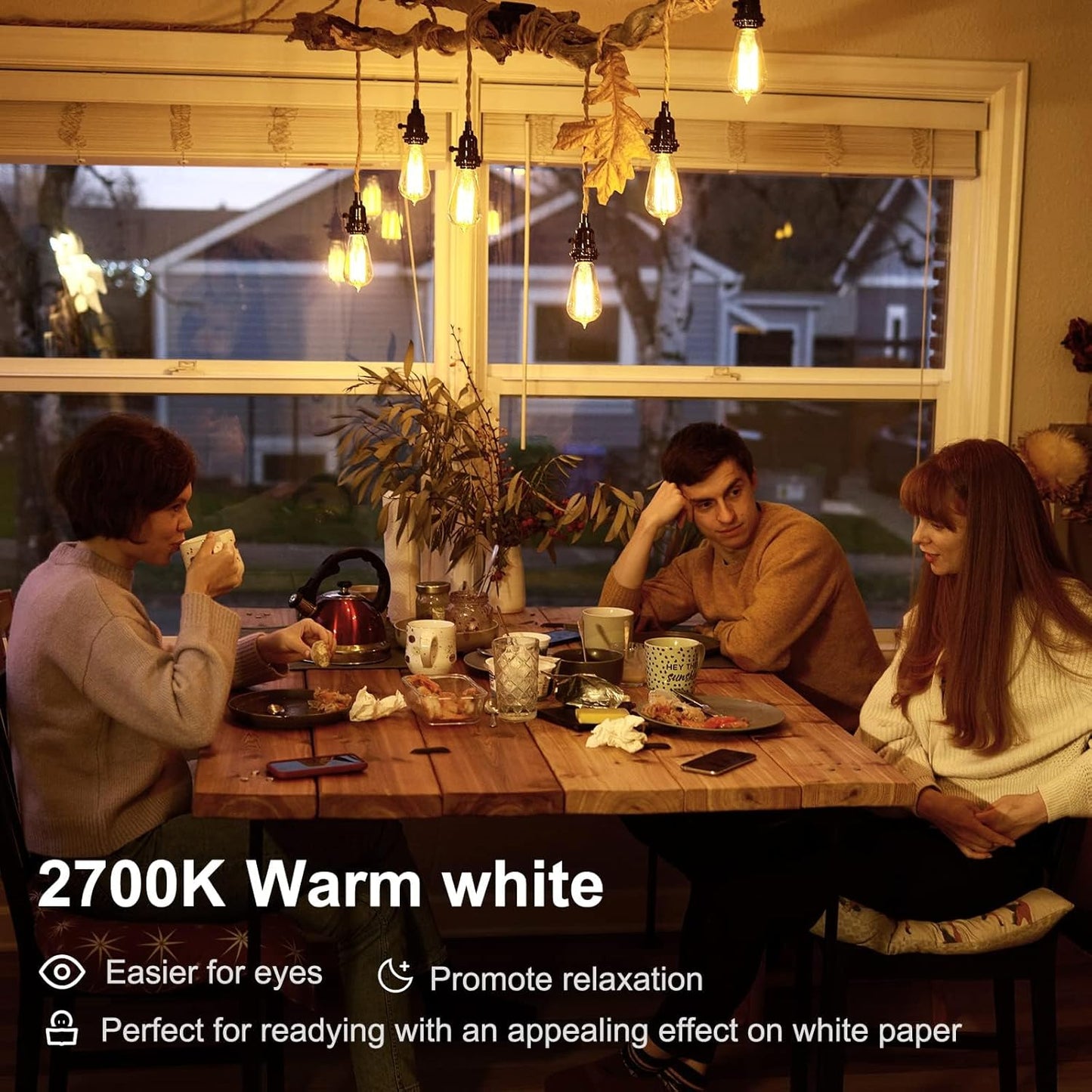 TJOY Edison Light Bulbs 60W Equivalent, Dimmable Vintage LED Light Bulbs, E26 Medium Base, Warm White 2700K, ST58, 8W, 800LM, 80+ CRI, Antique Decorative Filament LED Bulb, Clear Glass, 6 Pack