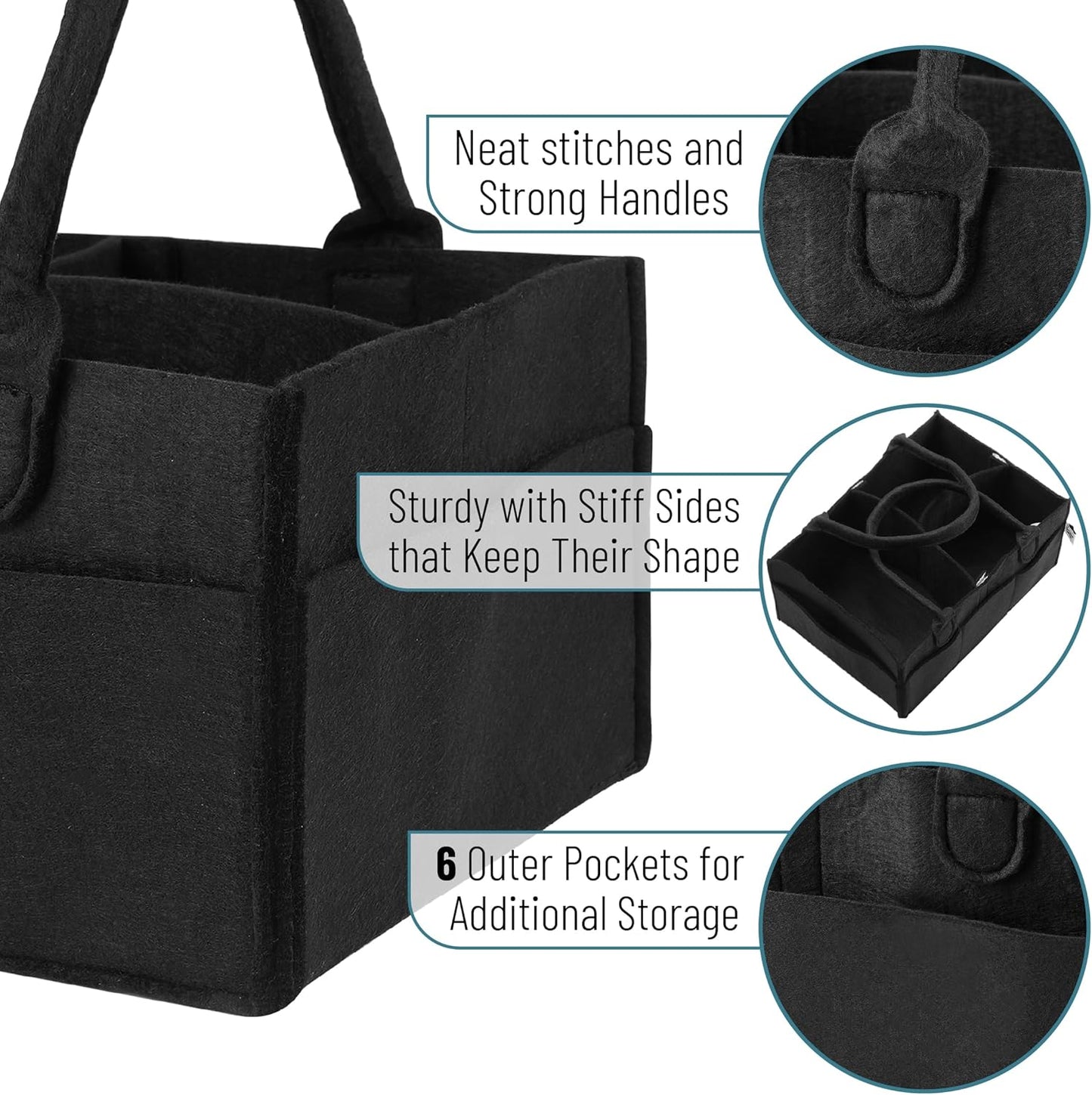 Mr. Pen- Baby Diaper Caddy Organizer, Black, Medium, Nursery Storage Bin and Car Organizer for Diapers and Baby Wipes