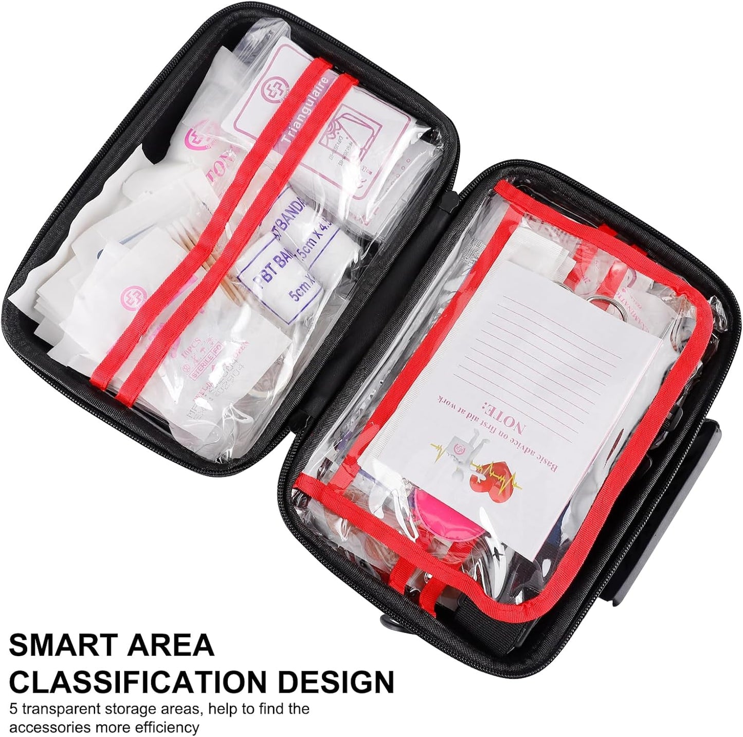 Gevoke 410 Piece Waterproof Hard Shell First Aid Kit for Home, Car, Travel, Camping, Truck, Hiking, Sports, Office, Vehicle & Outdoor Emergencies - Emergency Medical Kits (Black)