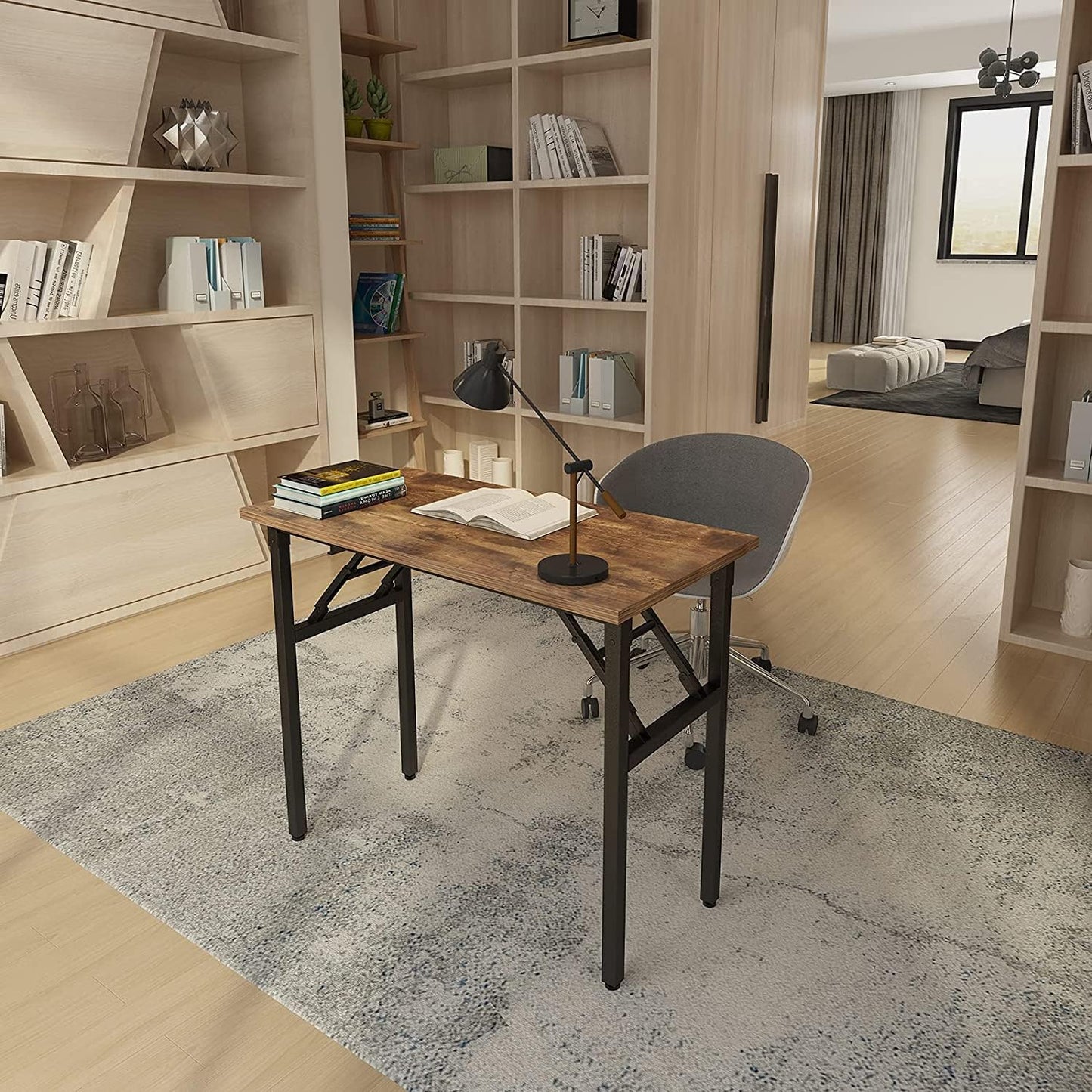 Need Small Desk, 31.5 x 15.7 Inches No Assembly Foldable Writing Table,Sturdy and Heavy Duty Folding Computer Desks for Small Space/Home Office/Dormitory AC5FB(80 * 40)