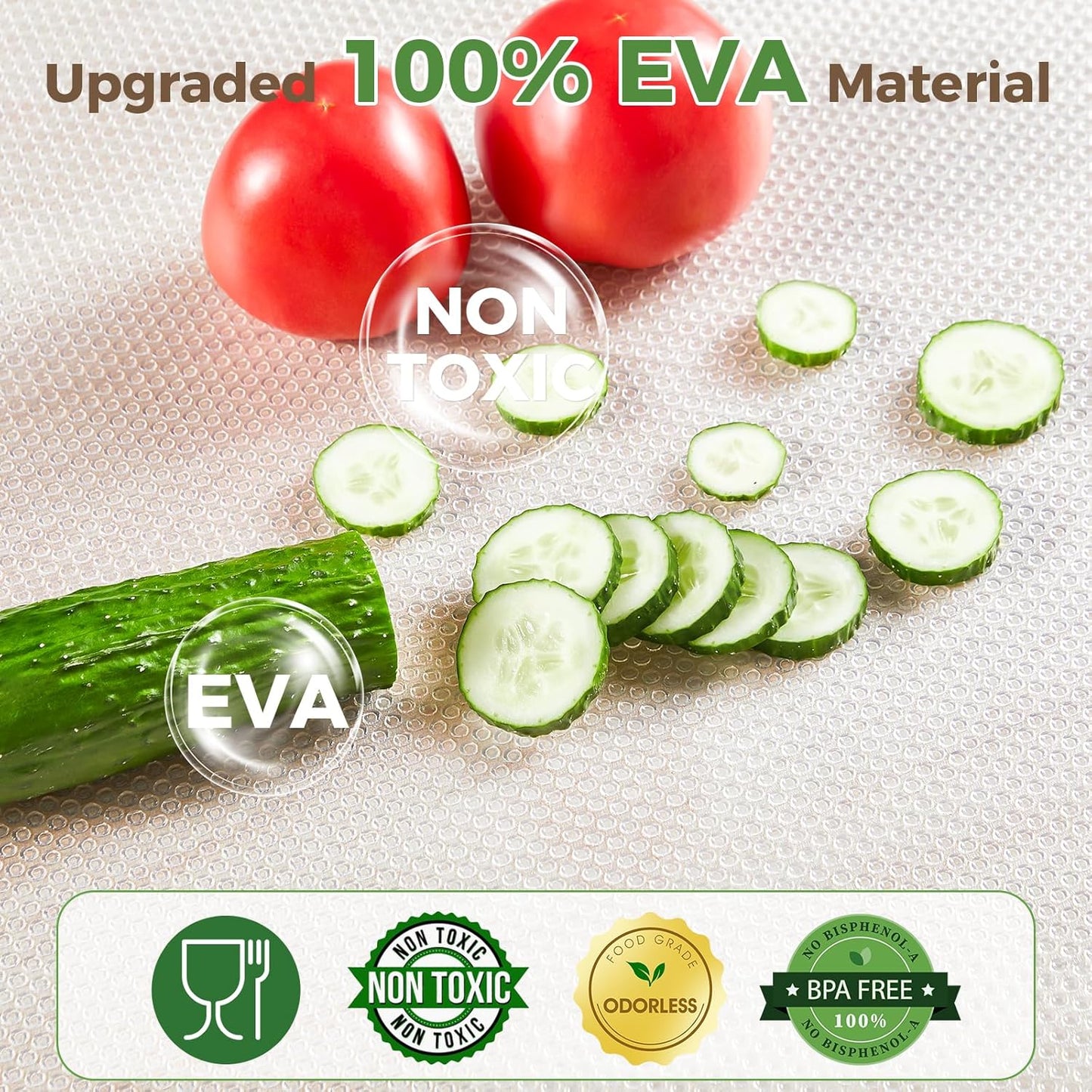 100% EVA Shelf Liner for Kitchen Cabinet, 12" x 240" Drawer Liners Non Adhesive Non Slip Waterproof Plastic Paper, Dresser Pantry Bathroom Refrigerator Protector, Clear