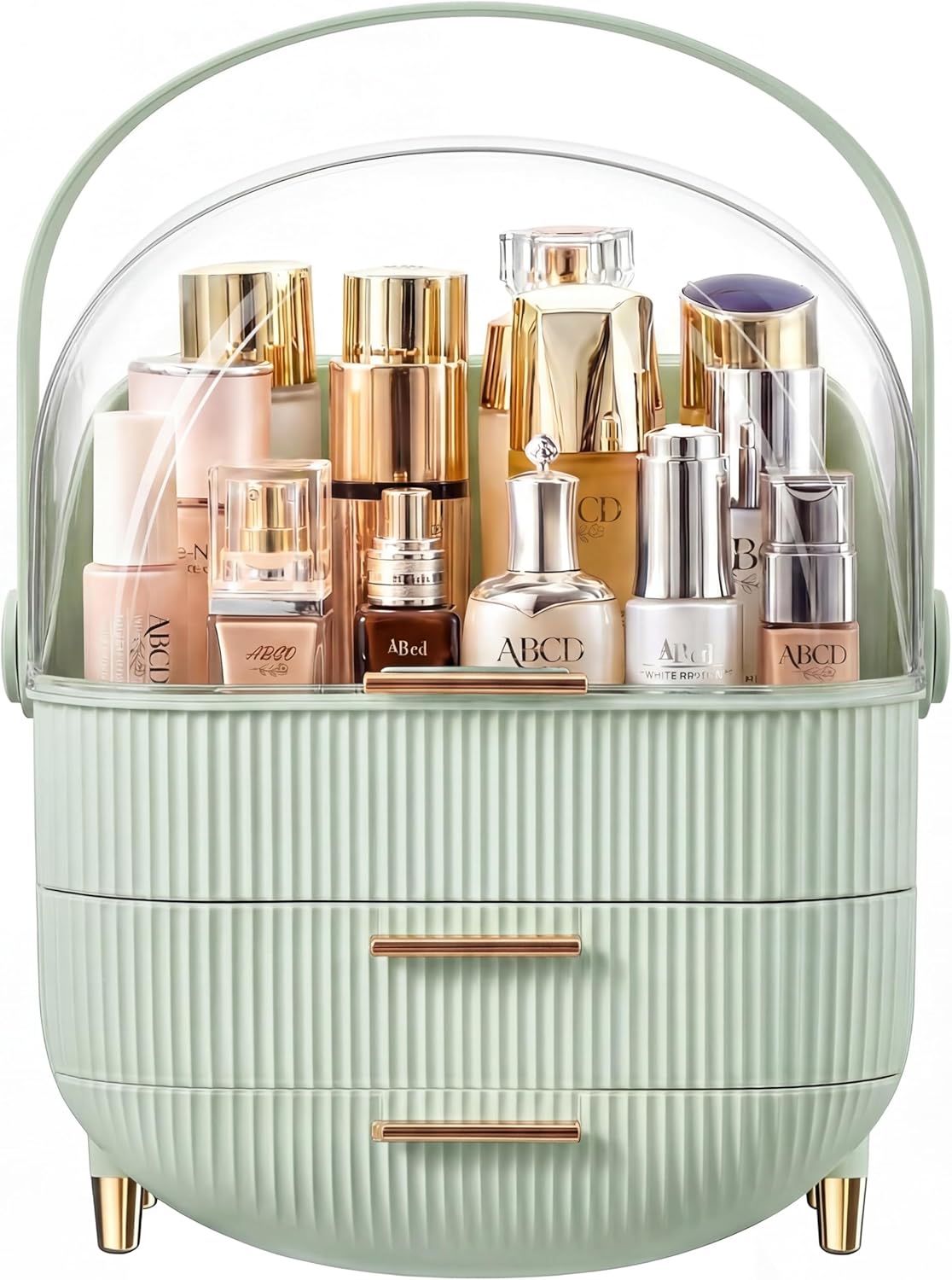 Makeup Organizer Skincare Organizers - Cosmetic Display Cases with Transparent Cover, SkinCare Organizers for Bathroom Countertop, Bedroom Vanity Desk, Lipstick Organizer, White