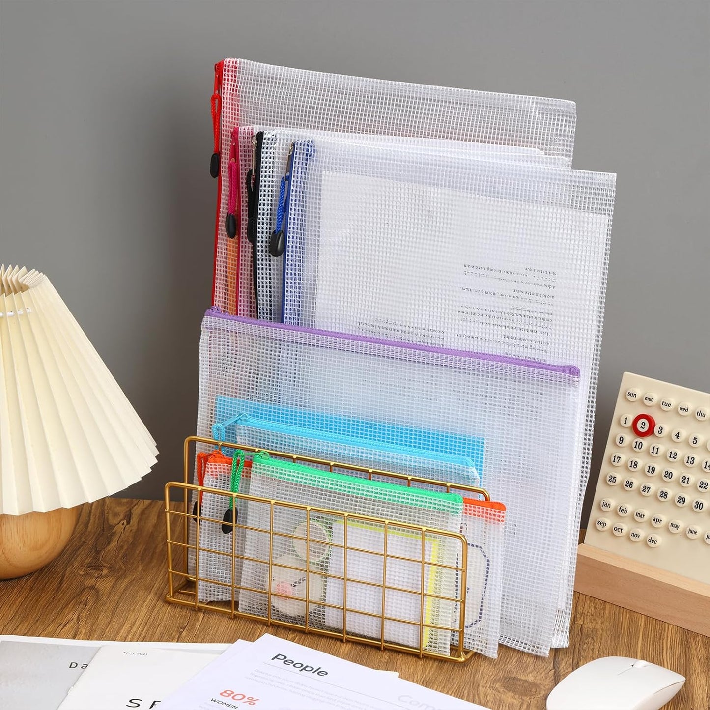 EOOUT 30pcs Mesh Zipper Pouch Bags, 8 Sizes Plastic Zipper Bags, 8 Colors Waterproof Zipper Pouches for Organization, Multipurpose for Travel, School Supplies, Office Appliances and Home Organization