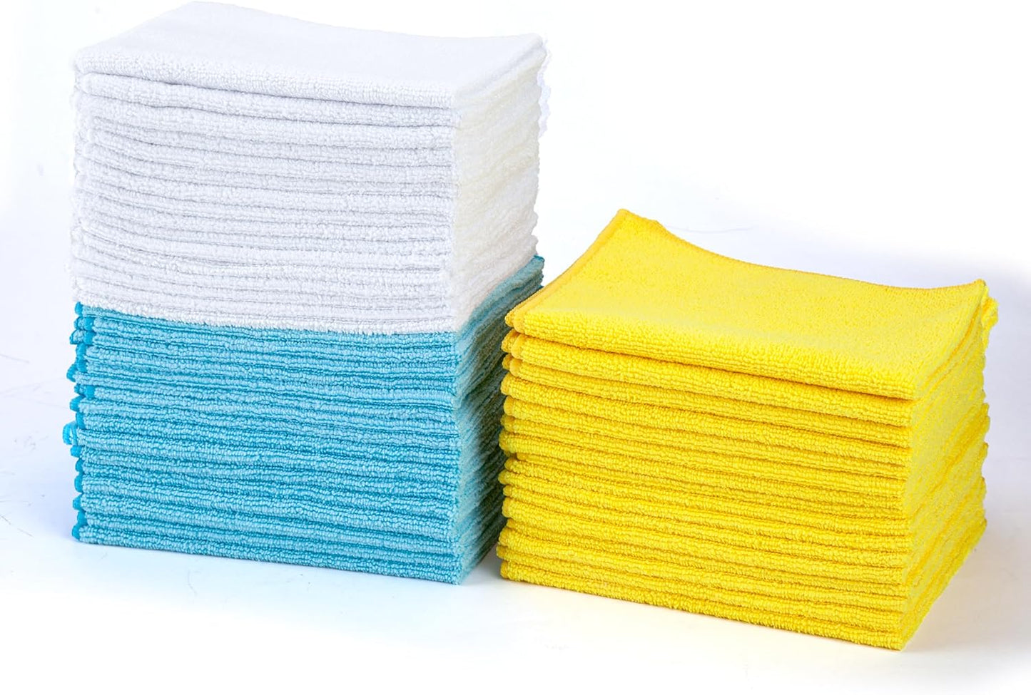 Amazon Basics Microfiber Cleaning Cloths, Ultra Absorbent, Scratch-Free, Non-Abrasive, Reusable and Washable, 16" x 12", Green/Gray/Pink, 48-Pack