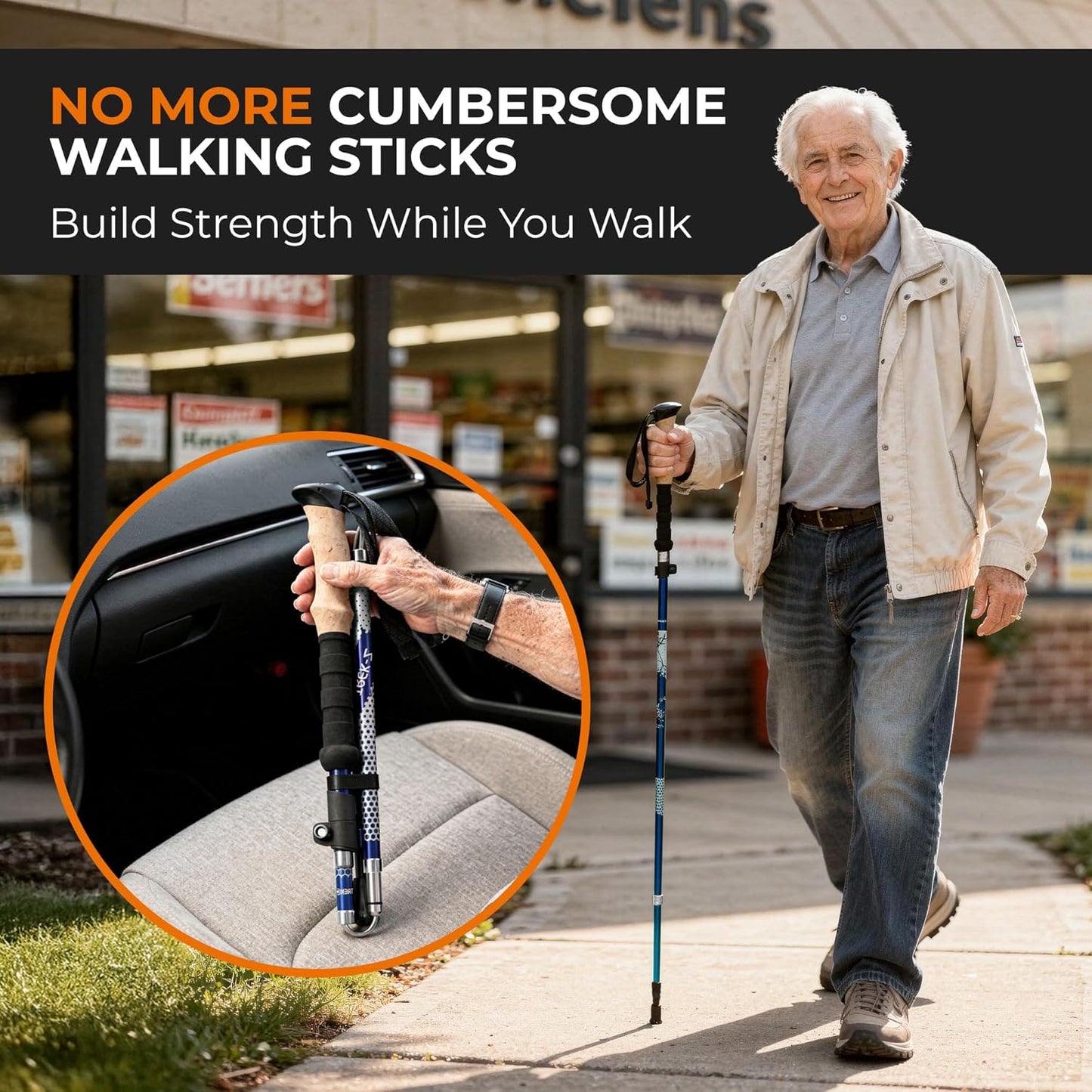 Trekology Trek-Z Collapsible Hiking & Trekking Poles - Balance Support for Seniors, Women, and Men, 2pc Per Set