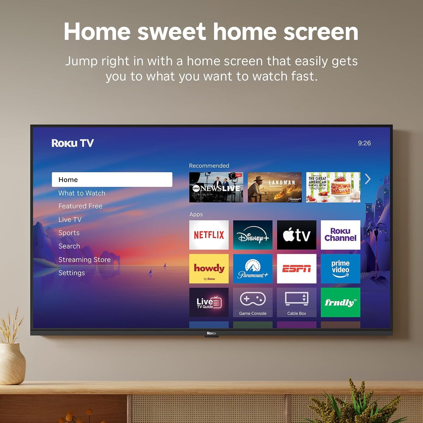 Roku Smart TV 2026 – 43-Inch Select Series, 4K HDR TV – Roku TV with Voice Remote – Flat Screen LED Television with Wi-Fi for Streaming Live Local News, Sports, & Movies – Bluetooth Headphone Mode
