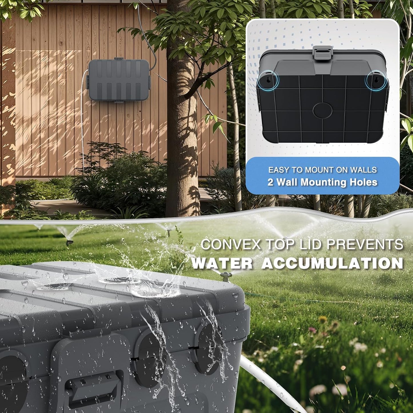 Flemoon Large Outdoor Electrical Box Waterproof, for Outdoor Plug | 12.5x8.5x5inch, IP54 Extension Cord Cover Weatherproof, Protect Outlet, Socket, Power Strip, Holiday Light Decoration, Gray