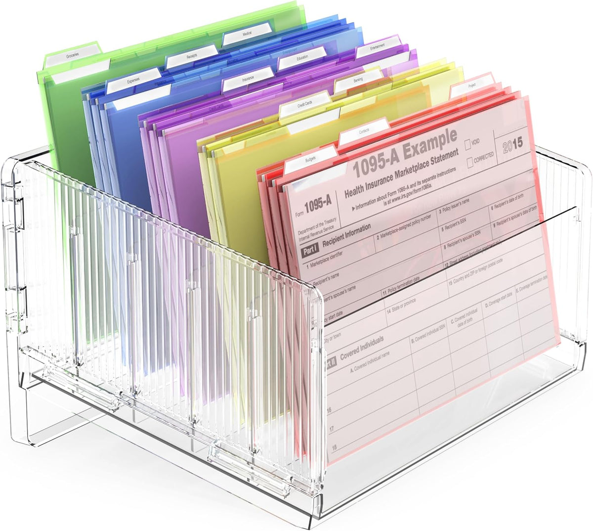 File Sorter Organizer, 5 Sections Acrylic Letter Tray for Desk, Mail Organizer Letter Holder for Envelopes, Mail, Electronics 1Pack