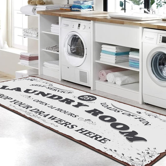 Zoke Laundry Room Rug Runner Stylish Non-Slip Laundry Room Mat 20"x47", Versatile, Waterproof Runner for Laundry, Kitchen, and Bathroom, Mudroom Decor and Farmhouse Charm