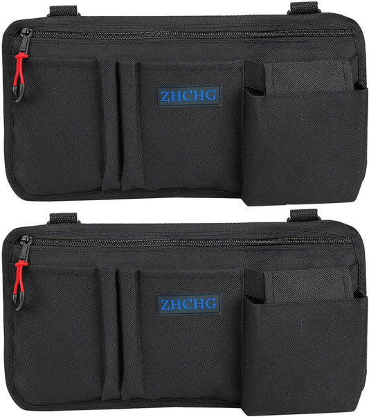 ZHCHG 2 Pack Wheelchair Side Bag with Cup Holder, Wheelchair Armrest Pouch Accessories for Walker, Rollator, Electric Scooter Wheelchairs, Ideal Gift for Mother's Day & Father's Day